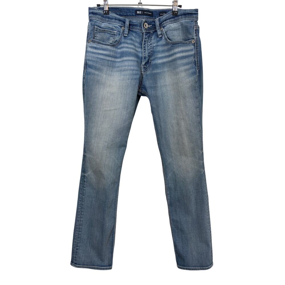 BKE Jake Straight Jeans Mens 31x30 Blue Medium Wash Stretch Contrast Stitching